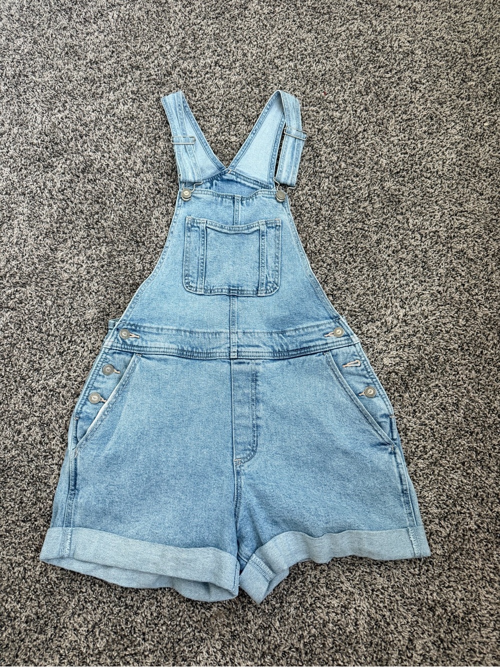 Classic Light Blue Denim Overall Shorts